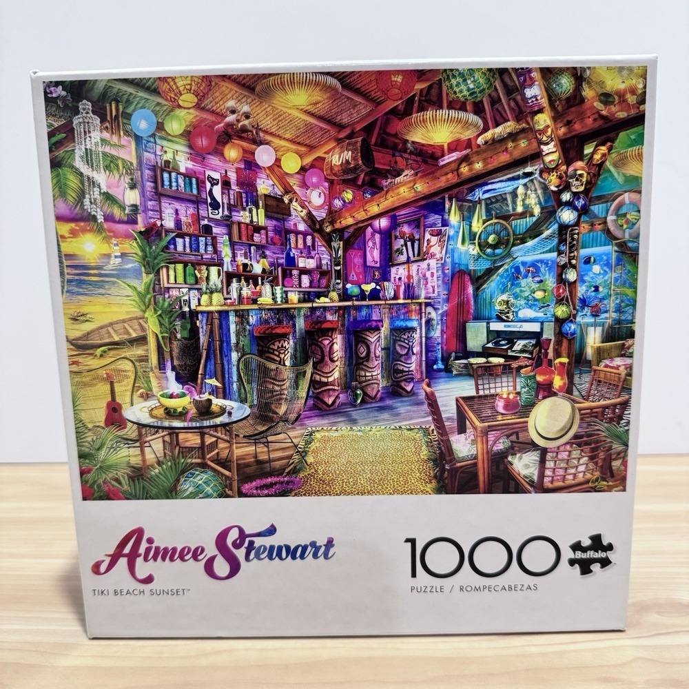 Buffalo Games Tiki Beach Sunset 1000 Piece Puzzle Aimee Stewart NEW Sealed